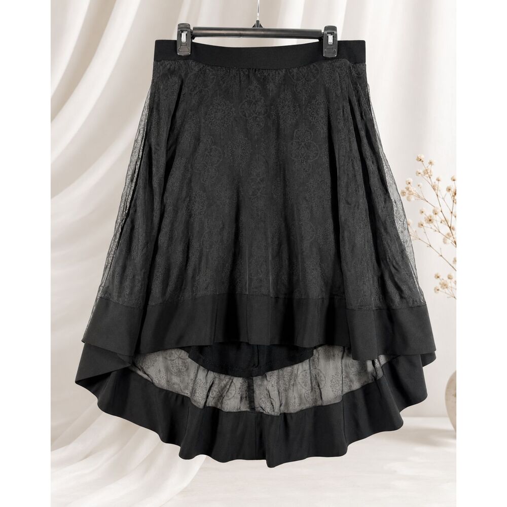 Torrid Women’s Size 14 Black Floral High Low Midi Skirt Sheer Layered Gothic